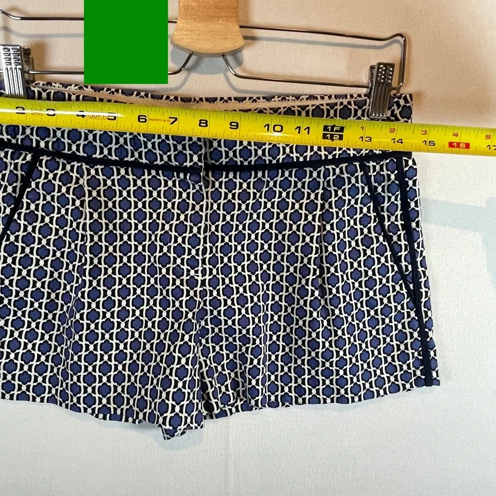 J. Crew Women's Geometric Tile Print Shorts Blue White Casual Summer - Size‎ 4